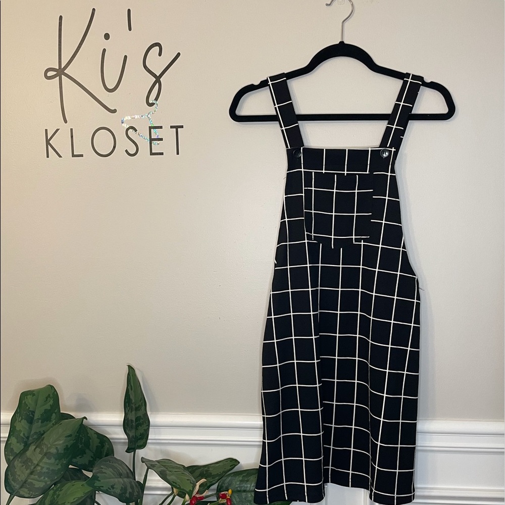 SHEIN Grid Pattern Pinafore Overall Dress